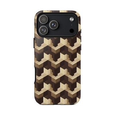 Phone Ink - iPhone | Galaxy | Pixel Case - Optical Beige Brown 3D Pattern