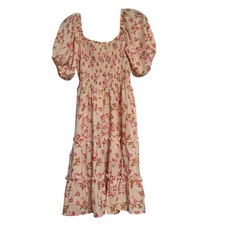 Cream Floral Dress. Large. SHEIN.