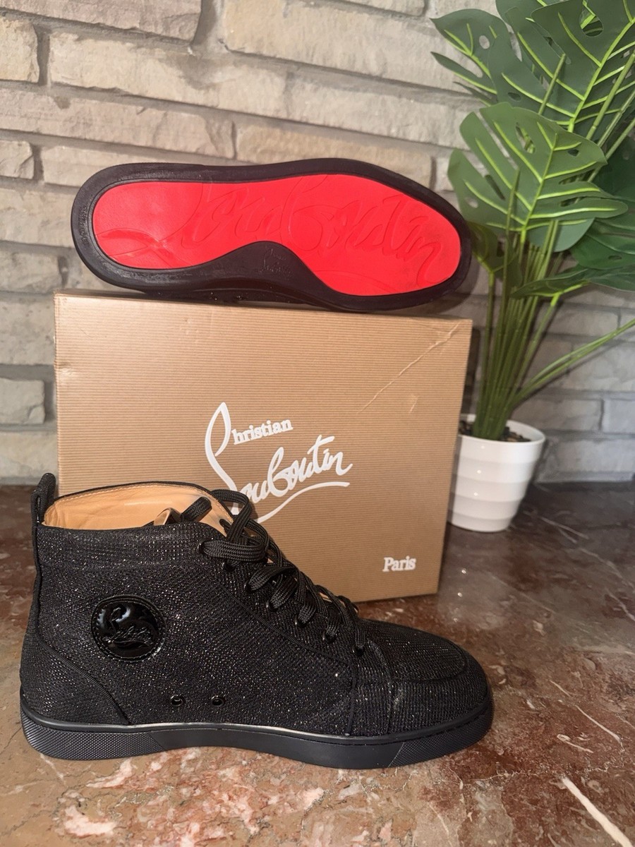 Christian Louboutin Louis Strass Black Suede Crystal High-Top