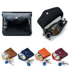 Men Women Soft Genuine Leather Zipper Coin Purse Wallet Pouch Change Purse US