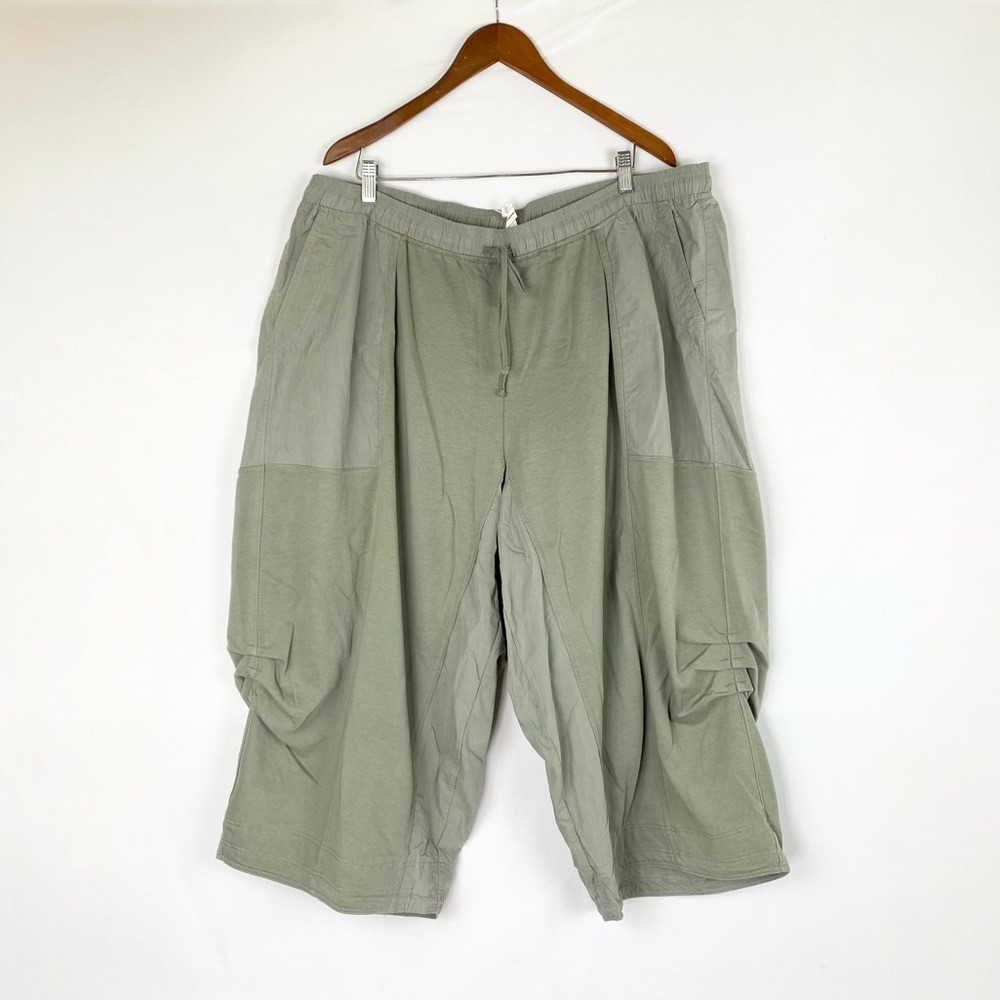 Daily Practice Anthropologie Stripe Lined Parachute Pants Utility Size 2x Green