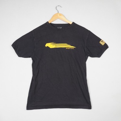 Schott T-Shirt Herren Medium Schwarz Kurzarm Motorrad Club Grafikdruck Y2K