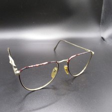 Vintage Gold Tone Red Black Speckled Semi-Rimless Cat Eye Eyeglass Frames 15mm