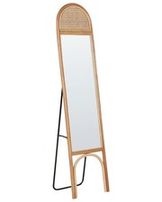 Stehspiegel mit Rahmen Rattan natürlich oval 41x170 cm geflochten Boho Brussey