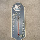 Country Wall Thermometer Wooden Blue With goose VTG works good
