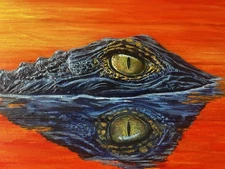 3D Alligator Relief Painting Florida gators Swamp Life Everglades