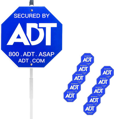 28'' ADT Security Signs For Yard With Stake & 10Pcs ADT Window Stickers 100% Alum