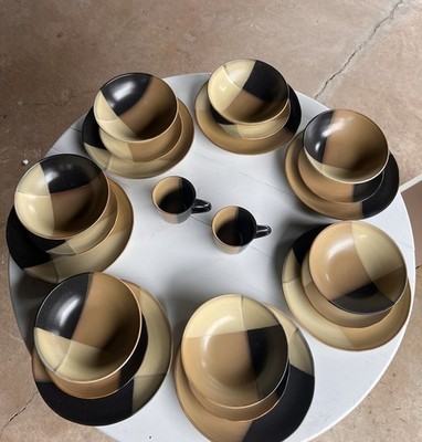Sango Geometric Stoneware Dinner Service Set, 4 Place Settings