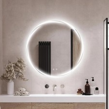 Round Bathroom Mirror with LED Lights, 50cm Illuminated Backlit Bathroom LED