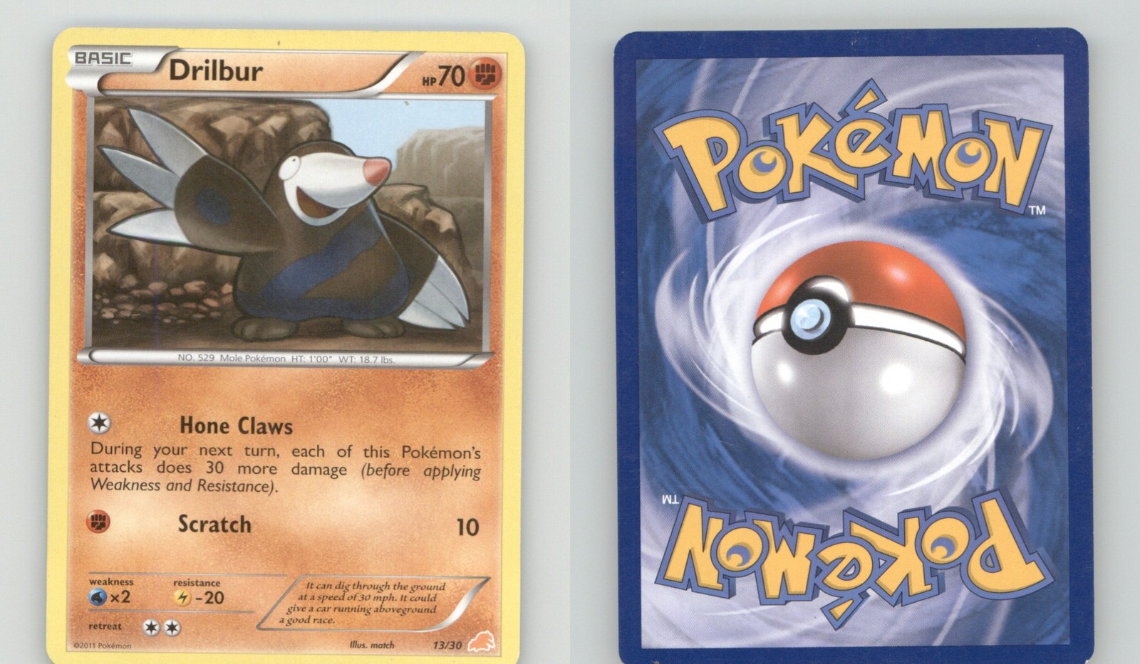 DRILBUR (#13) 13/30 COMMON BW TRAINER KIT: EXCADRILL & ZOROARK POKEMON LP