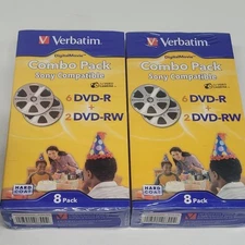 New Sealed 2x Combo Pack Of 8 Verbatim  DVD+RW Discs Rewritable 16 Discs Total