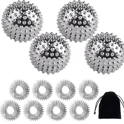 4 pieces hedgehog ball massage + 8 pieces acupressure ring finger, Skills Border