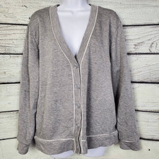 All In Motion Women s Cardigan Gray Button Front Lounge Top Size L