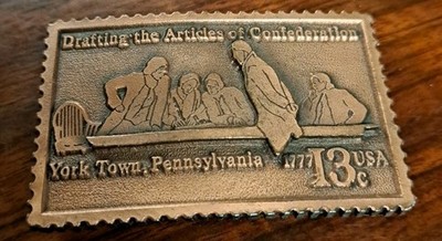 VTG Drafting Articles of Confederation, YorkTown PA 1777 13c Copper Belt Buckle 