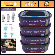 4 Pack Cat Litter Refill Bags for Genie Pails - Odor Control, Compatible Standar