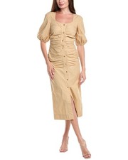 Ganni Poplin Maxi Dress Women's Tan 34