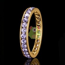 3mm Birthstone Diamond Eternity Ring Stainless Steel Stackable Band Womens