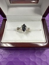    Gorgeous Sterling Silver 925 Dark Blue Simulated Sapphire Ring Size 7 4 