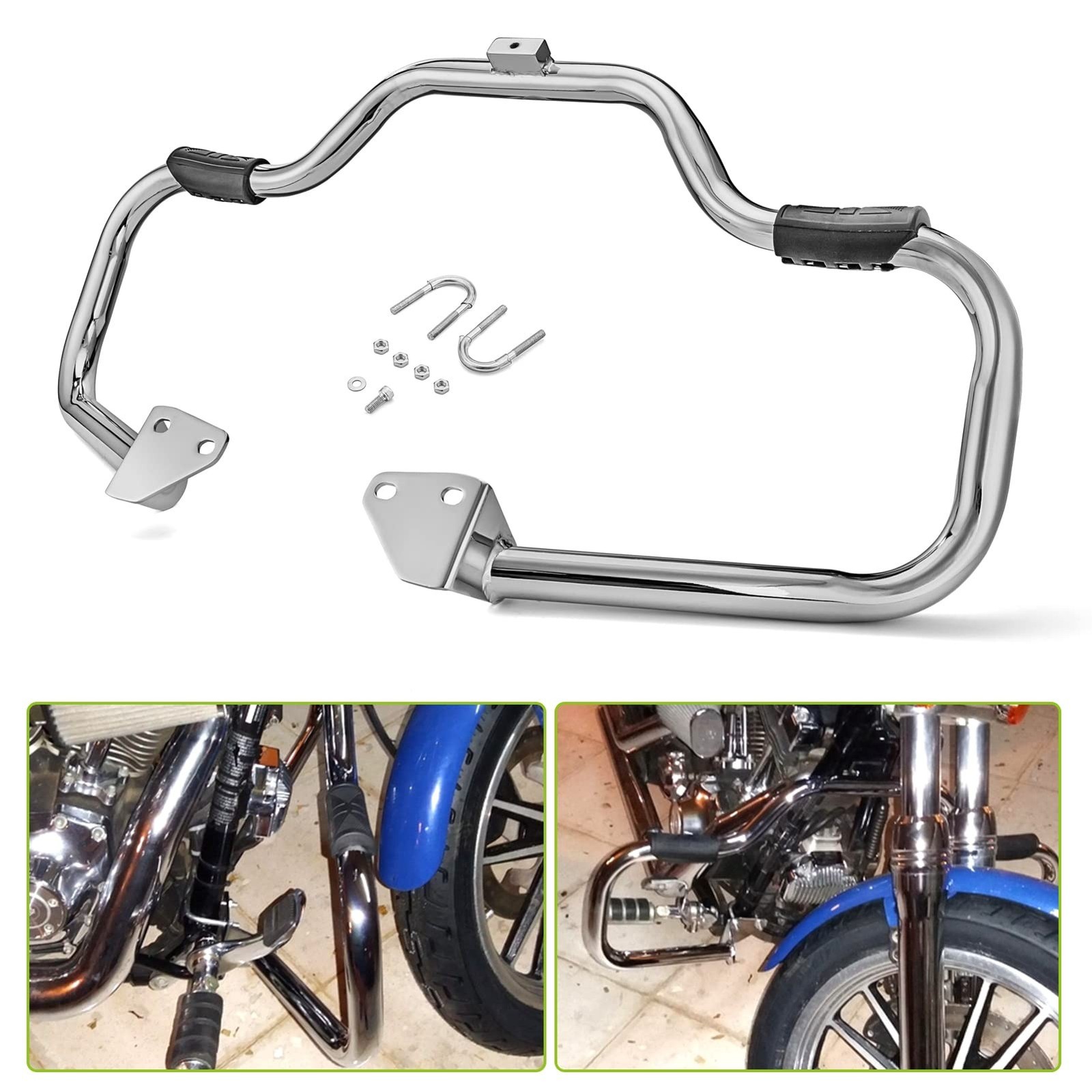Mofun 1.25" Engine Guard Highway Crash Bar Chrome Compatible with Harley Dyna...