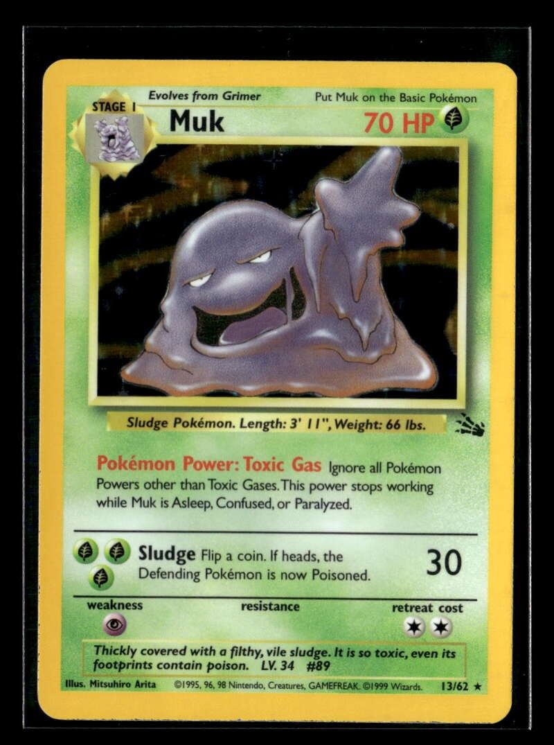 1999 Pokemon Fossil Muk Holo Rare #13/62 FX3276