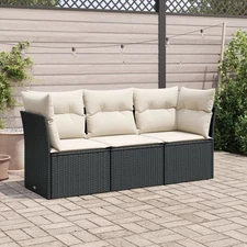 Garden Sofa Set Black, Cream White