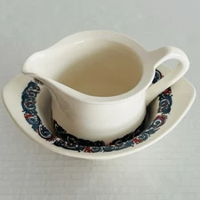 FIGGJO Flint Norway Hardanger Dancer Gravy Pitcher & Under Bowl Porcelain