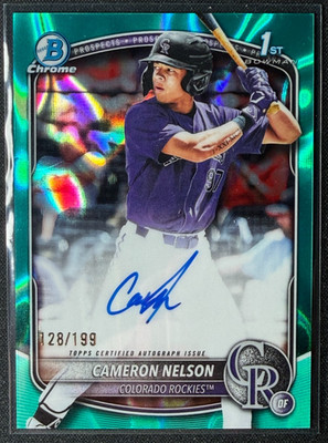 2025 Bowman Draft 1st Cameron Nelson Aqua Lava Refractor Auto /199