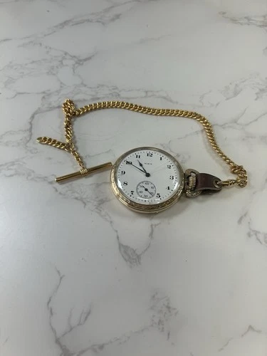 Antique Vintage 12s Elgin Pocket Watch Keystone 10K RGP Rolled Gold Plate! Runs!