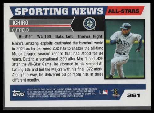 2005 Topps #361 Ichiro - Picture 2 of 2
