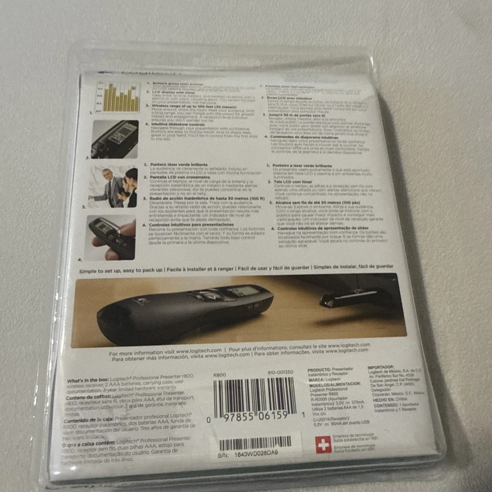 New Sealed!! Logitech R800 Laser Presentation Remote Control - Black - Image 4 of 4