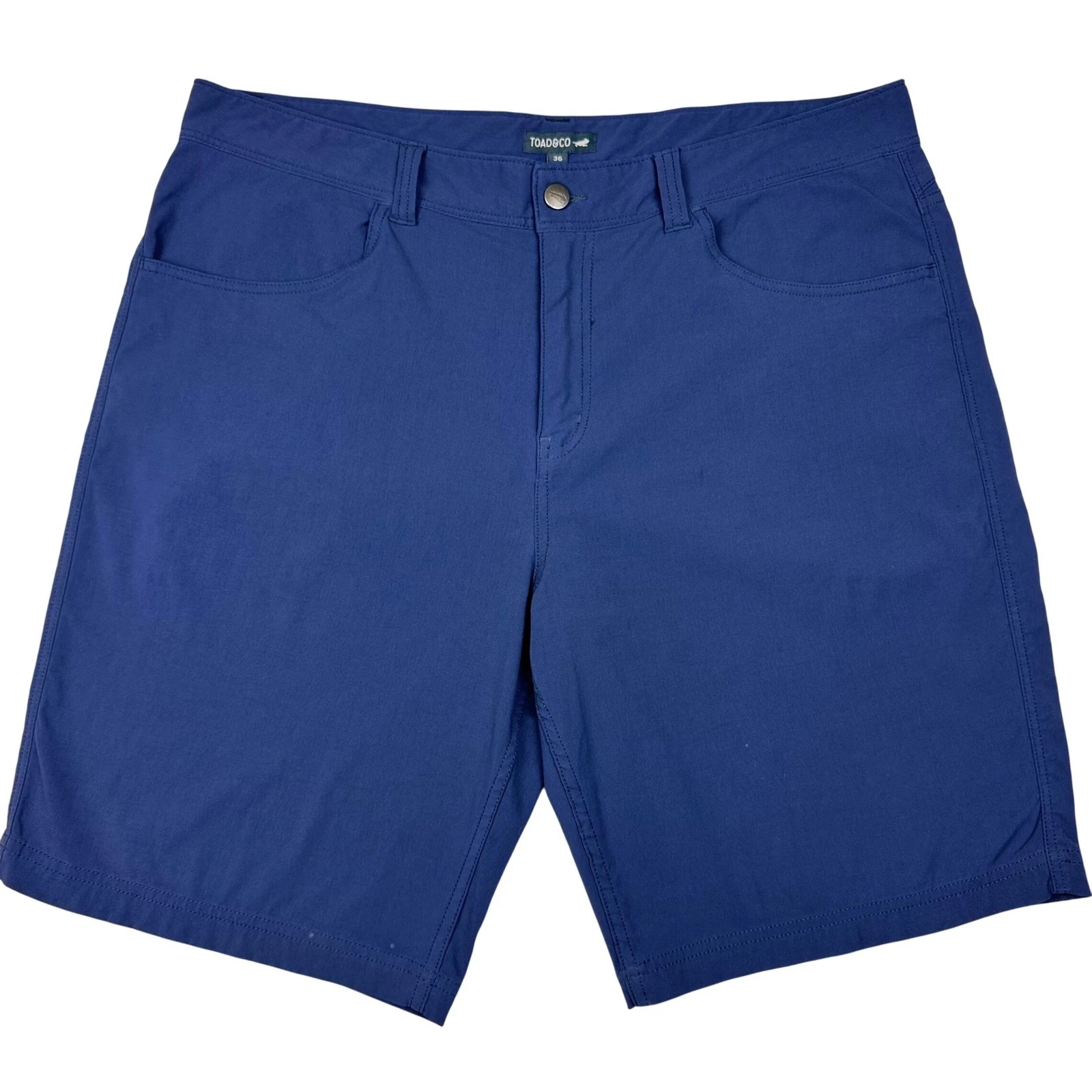 Toad&Co Rover Canvas Short Mens 36 Blue Outdoor Performance Stretch Athleisure