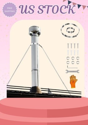 Adjustable Chimney Stove Pipe Bracket - Stainless Steel Support Kit (Silver)