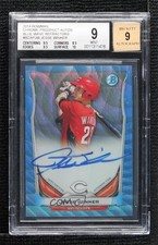 2014 Bowman Prospect Chrome Blue Wave Refractor 2/50 Jesse Winker BGS 9 Auto 6fs