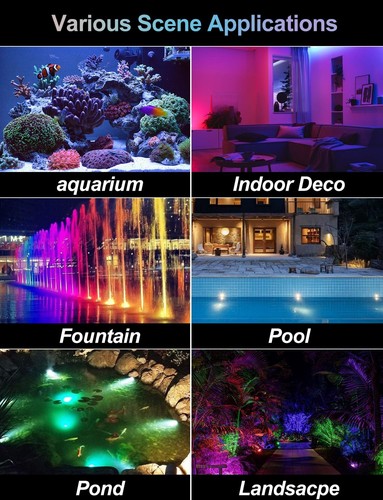 RGB Underwater Pond Lights, Super Bright LED Submersible Fountain Lights Colo... - Picture 6 of 7