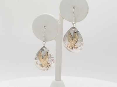 Native American Navajo Handmade Sterling Silver / 12k Gold filled Eagle Earrings