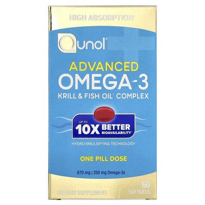 2 X Qunol, Advanced Omega-3, 60 Softgels