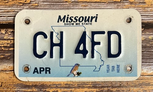 2019 Missouri "Bluebird" Motorcycle License Plate CH 4FD