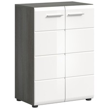 Kommode SALSA - weiß Hochglanz - Rauchsilber - 60 cm Sideboard Anrichte