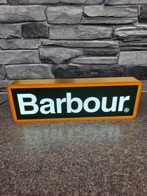 GROSSES BARBOUR Schild beleuchtet Wandschild Männerhöhle Garage Fahrrad