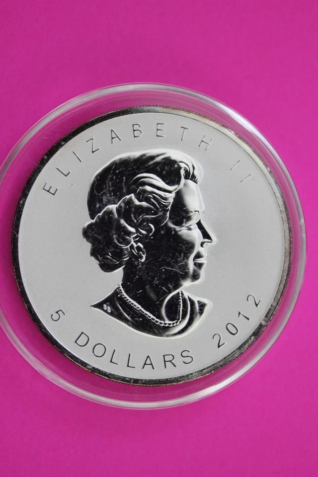 2012 Reverse Proof Maple Leaf Canada 5 Dollars Silver 1 OZ Mint Capsule C243 - Image 2 of 3
