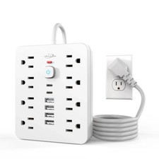 JouleLoom Power Strip Surge Protector with 8 Outlets, 4 USB and 2 USB C Ports...