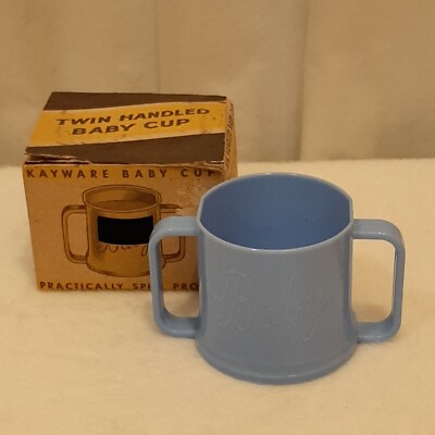 Vintage Double 2 Handle Kayware Blue Baby Cup With Original Box Unused No Lid