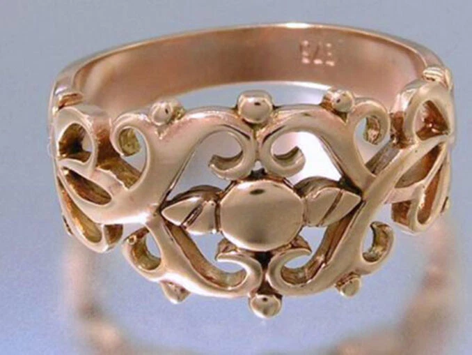 R020 Genuine 9K Yellow, Rose or White Gold Filigree ornate Scroll Ring your size - Image 2 of 3