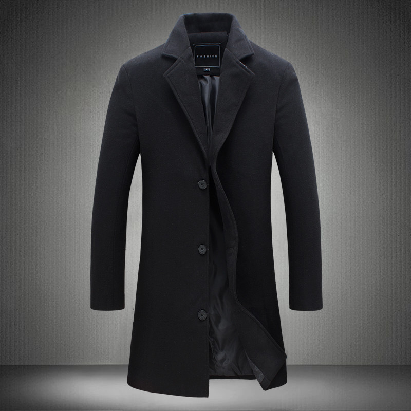 Vintage Men's Trench Coat Winter Warm Long Jacket Single