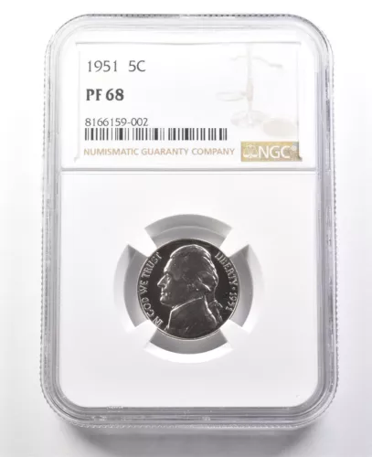 1951 Jefferson Nickel PF68 NGC PQ Cameo Contrast *8024