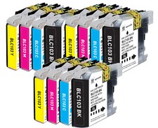 12P Combo Ink Set  chip fits Brother LC103 MFC-J450DW MFC-J285DW MFC-J875DW