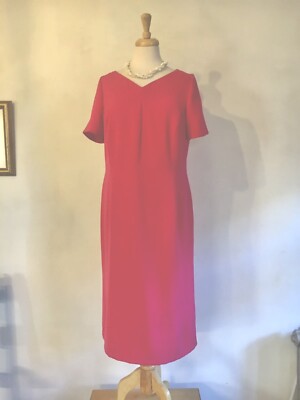 JACQUES VERT, Hochzeit Kreuzfahrt Event-Rosa-Midi-Scheide-Kleid. Größe 16