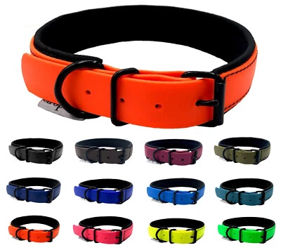 ELROPET® Hundehalsband Biothane gepolstert / Hundehalsband verstellbar / BLACK EDITION