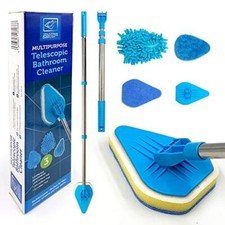 Bathroom Tile Cleaner Telescopic Shower Mop Extendable Bath Cleaning Tool Blue