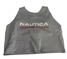Nautica Competition Gray Crop Top Logo Sports Bra Gym Athletic Size L